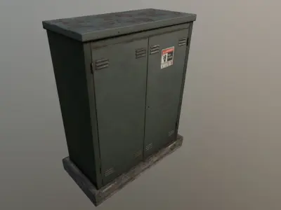 ElectricBox metal cabinet with sign Low-poly 3D model