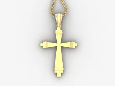Light Gold 18K Cross Pendant 2CP088 3D print model