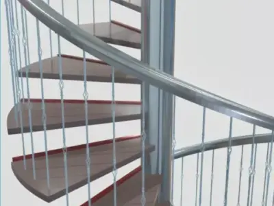 Spiral stair ballastrade railing 3D model
