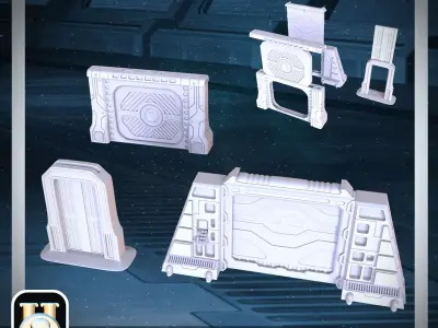 PACK 3 SCI FI OPENABLE DOORS - PRINTABLE 3D MODEL 3D print model