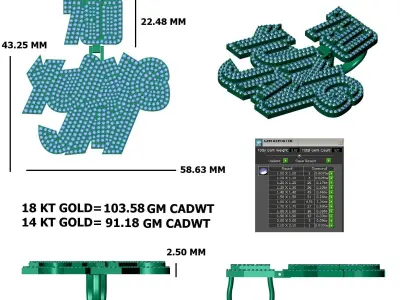 Custom Iced-Out Dual Nameplate Pendant  3D print model