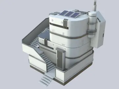Scifi house Low-poly 3D model shop