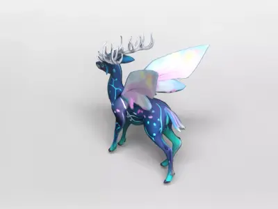 Mystical Neon Fairy Deer 3D Model 3D model