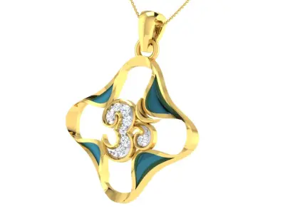 light weight yellow gold  diamond pendent -ZA PN 2116 3D print model