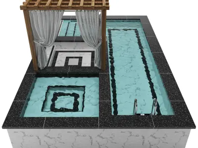 Swimming pool with gazebo  3D model