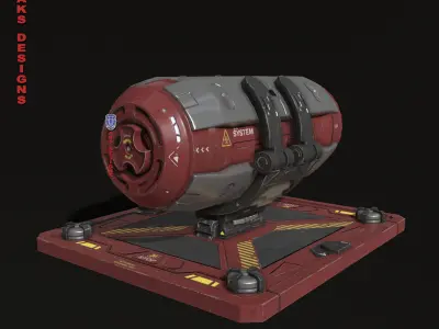 Sci fi container v1 Gameready Low-poly 3D model