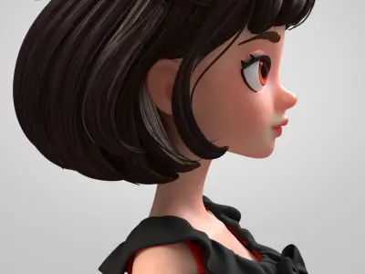  Cartoon Brunette Woman 