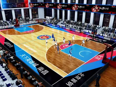 Modern Indoor Basketball Stadium Gymnasium Low-poly 3D model