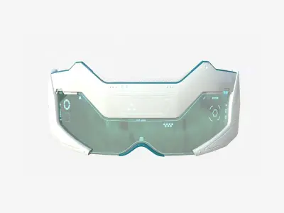 SciFi Glasses F01 White Blue - Character Design Fashion Low-poly 3D model