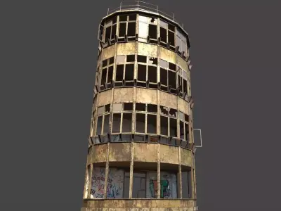 Abandoned  Front Facade Of Office 3D model