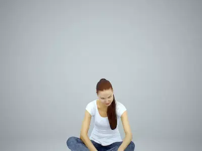 Casual Woman Sitting on the Floor CWom0311-HD2-O01P01-S 3D model