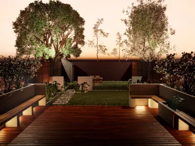 Garden Oasis with Green Road Surround 3D model