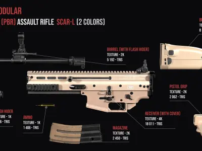 modular assault rifle FN SCAR-L mk 16 and SCAR-H mk 17  3D Model Pack