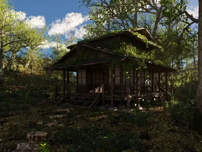Abandoned Cabins Scene 3D model