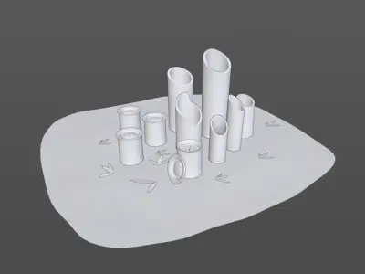 Japanese Bamboo Lanterns 3D model