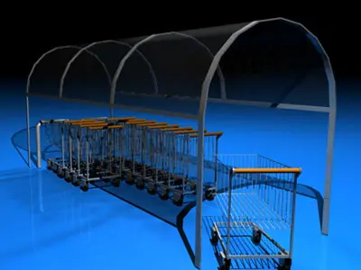 Shopping carts with cover 3D model