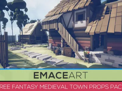 Free Fantasy Medieval Town Unity Props Pack Free low-poly 3D model
