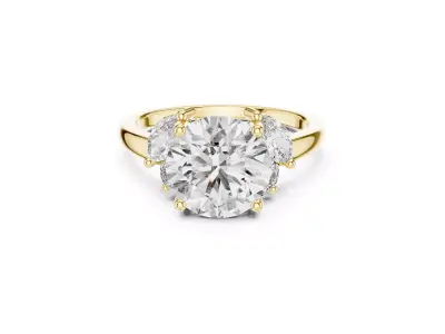 Round Five Stone Engagement Ring Marquise Diamonds Ring CAD 3DM 3D print model
