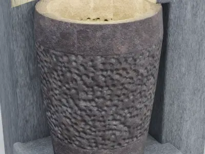 4 Tier Free flowing Stone Fountain 3D  Model 3D model
