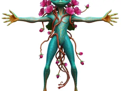 Floral Alien Creature model pack Low-poly 3D model