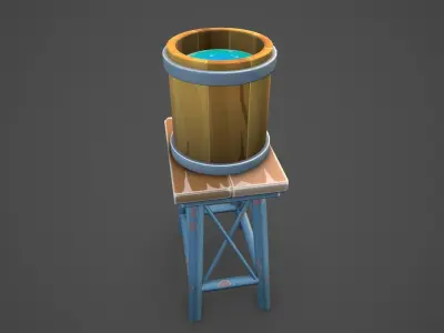 Water tower Low-poly 3D model 9