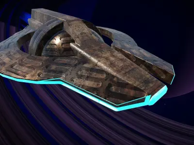 Ghost space Ship Unity Game Asset Ready Low-poly 3D model