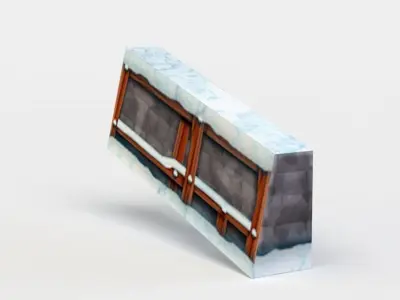 Rampart window with snow Low-poly 3D model
