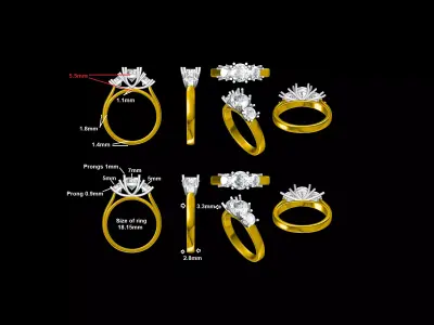 3 solitaire Ring 3D print model