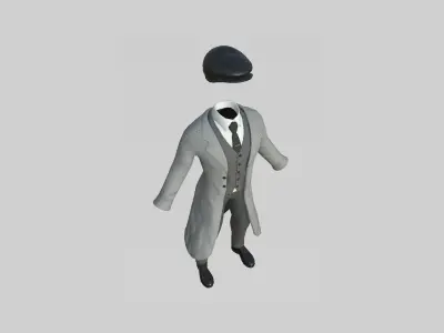 Gentleman Outfit 07 - Light Gray - Character Design Fashion Low-poly 3D model