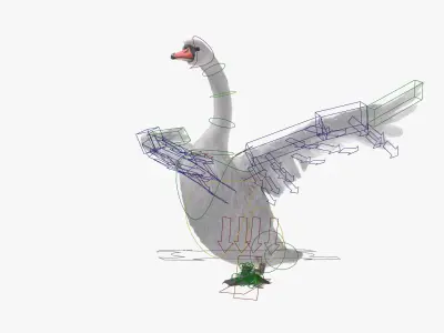  White Swan Swimming Animated Rigged for Blender 