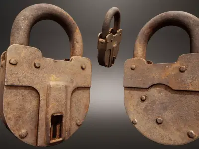 Old metal Lock  Low-poly 3D model