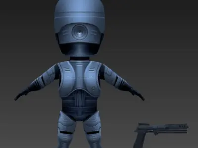 Robocop robot with gun Low-poly 3D model