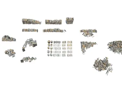 Cut and chopped firewood pack Low-poly 3D model