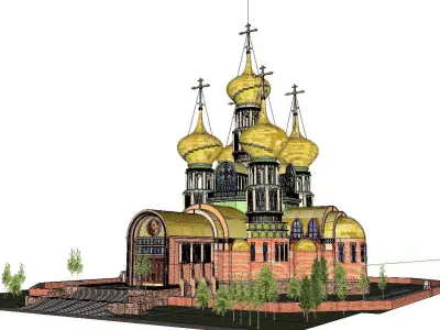 Architecture-Religion-God-Culture-Temple-067 church with gold... 3D model