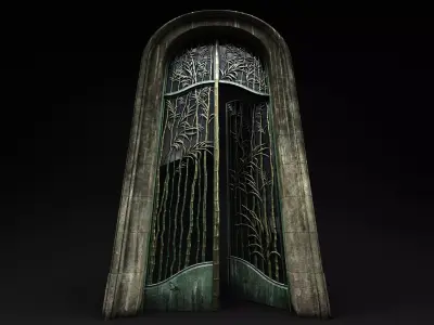 Door Art nouveau animated Low-poly 3D model
