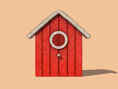 Red birdhouse Low-poly 3D model