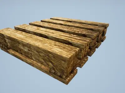 Wooden pallet low poly Free 3D model