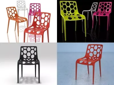 Chair four colorful chairs 3D model