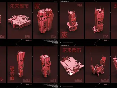 FUTURISTIC CITY Sci-Fi Buildings 3D V2 3D model