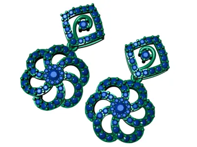 light Wight white gold diamond Earring-Nk-15ER 3D print model