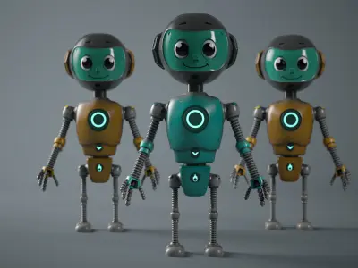 Favory - Cute and Functional 3D Robot Model Rigged Animated Low-poly 3D model