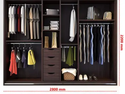 Wardrobe modern sliding doors 3D model