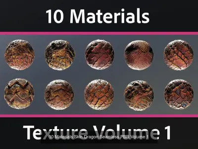 100 Materials Skin Dragon Seamless PBR Pack 1 Texture