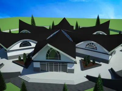 Museum building with circular floor plan 3D model