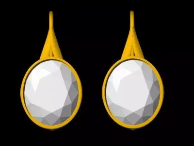 Oval Stone Stud Earrings 3dm file 3D print model