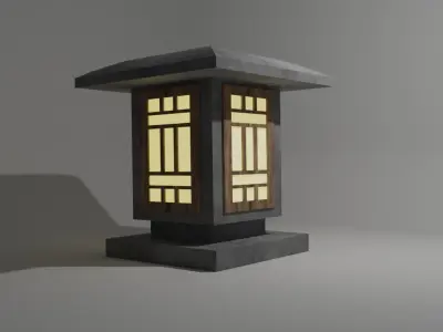 concrete lantern Low-poly 3D model
