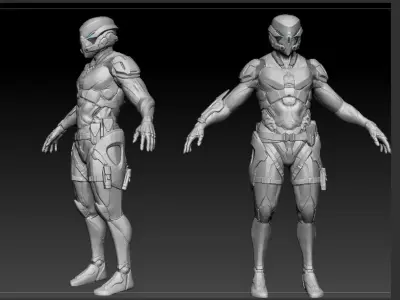 Robot soldier High-poly model 3D model