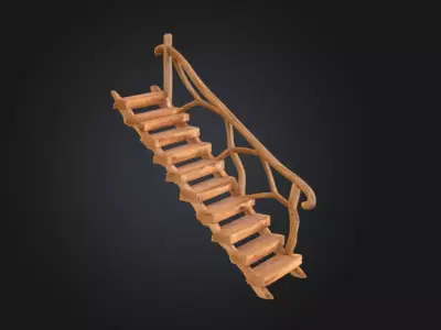 Woodland Stairway Low-poly 3D model