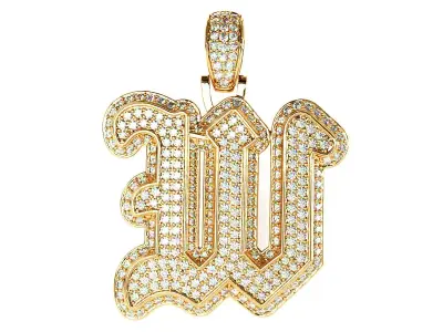 Tattoo fonts W alphabet pendent 3D print model