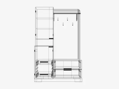 hallway 3 wardrobe with drawers and shelves 3D model